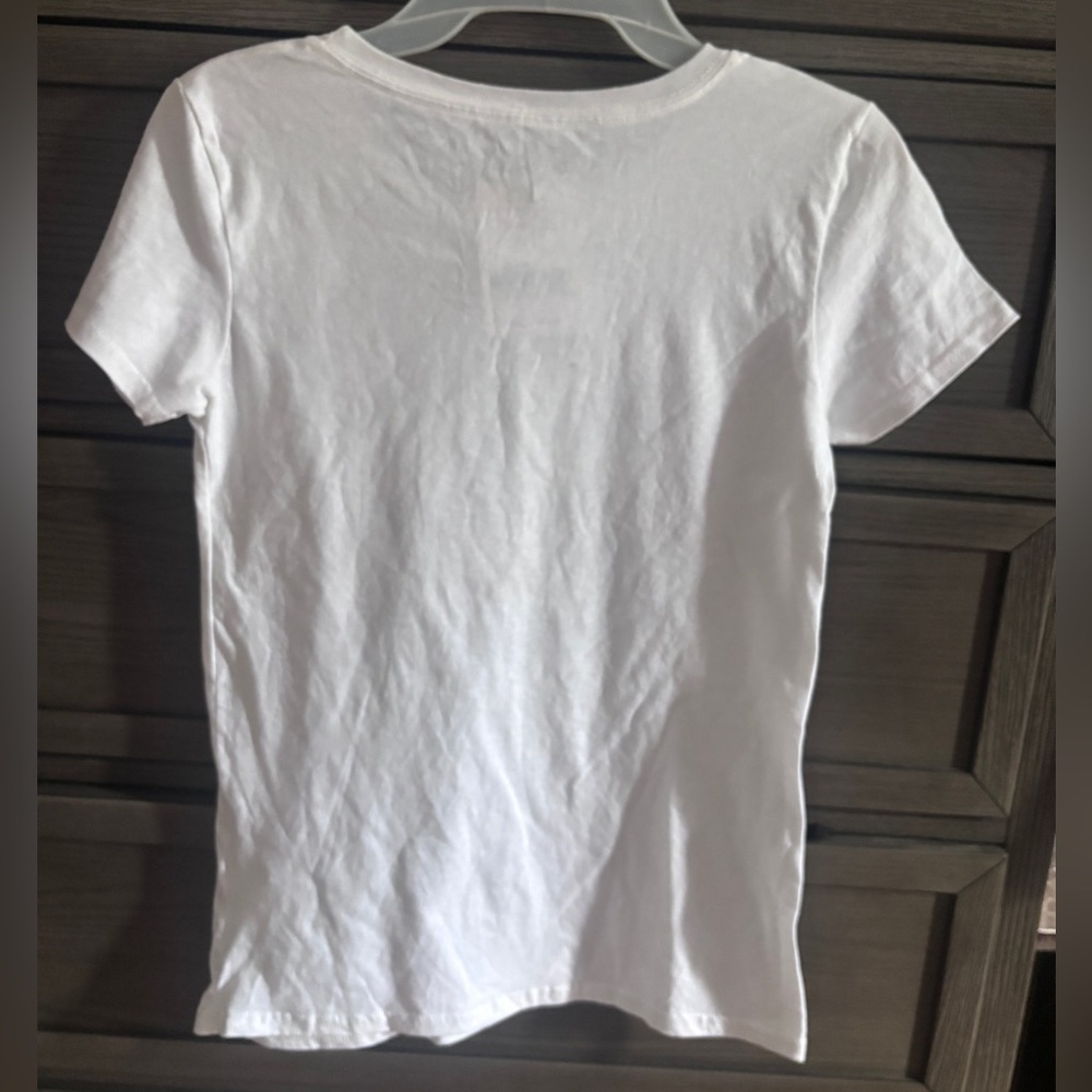 White and Blue Short Sleeve Tee with Mermaid Design - Picture 5 of 6